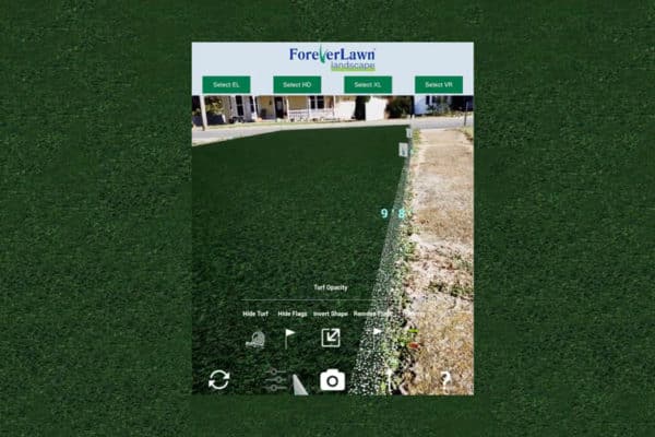 An augmented reality landscaping app visualizing artificial turf options