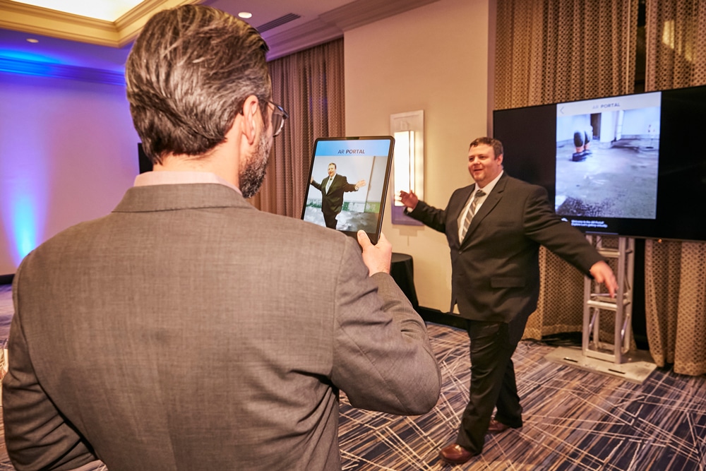 Guests exploring an AR portal at the Arch Grants Gala