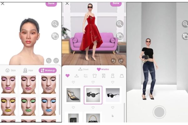 A customizable avatar modeling clothing and accessories in a virtual try-on app