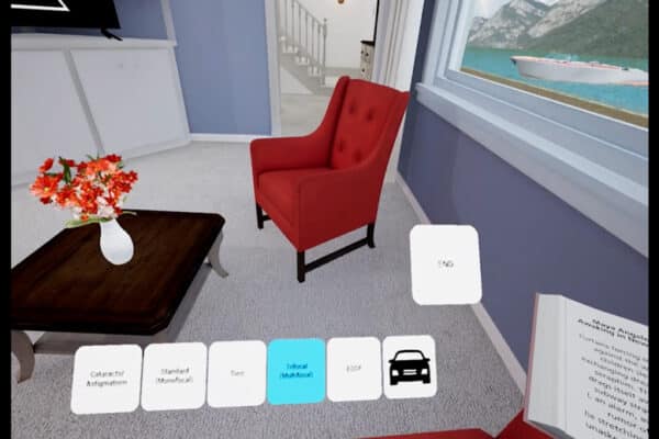 A virtual room used to compare vision through different eye lenses